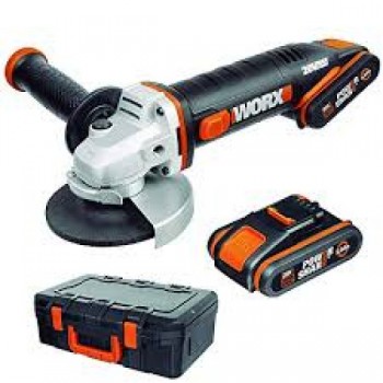 Акумулаторен ъглошлайф Worx WX800 + 2 броя Li-ion 20V/2Ah и куфар / 115мм