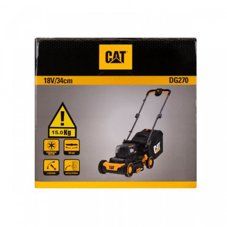 Акумулаторна косачка CAT DG270, 18V, с батерия 4Ah и зарядно 4A Акумулаторна косачка CAT DG270, 18V, с батерия 4Ah и зарядно 4A