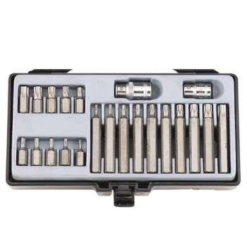 Шестограми накрайник TORX 10mm с отвор (Т10Н-Т55Н) комплект 22 бр.